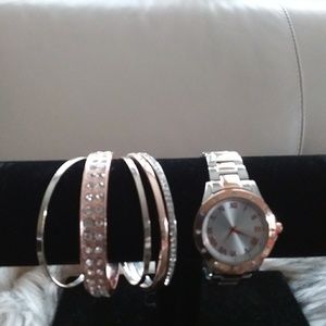 Rose gold and silver w/bracelets